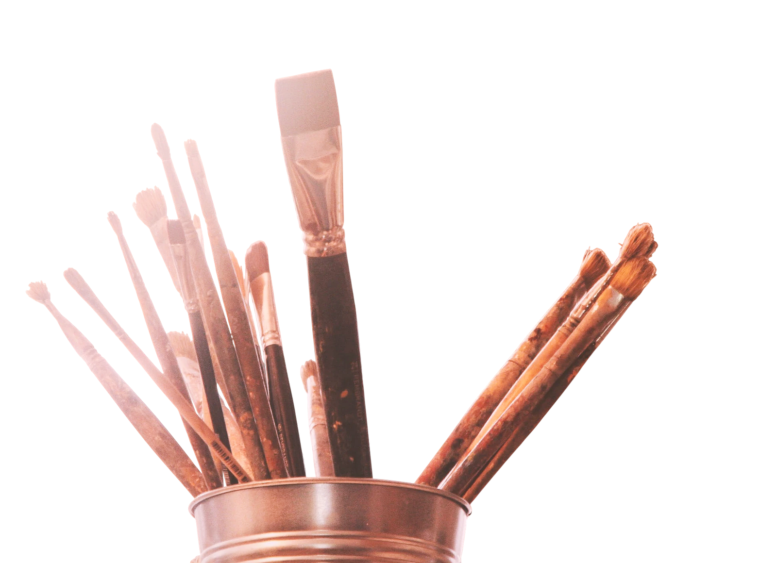 Well-used paint brushes in the Bay Studios studio